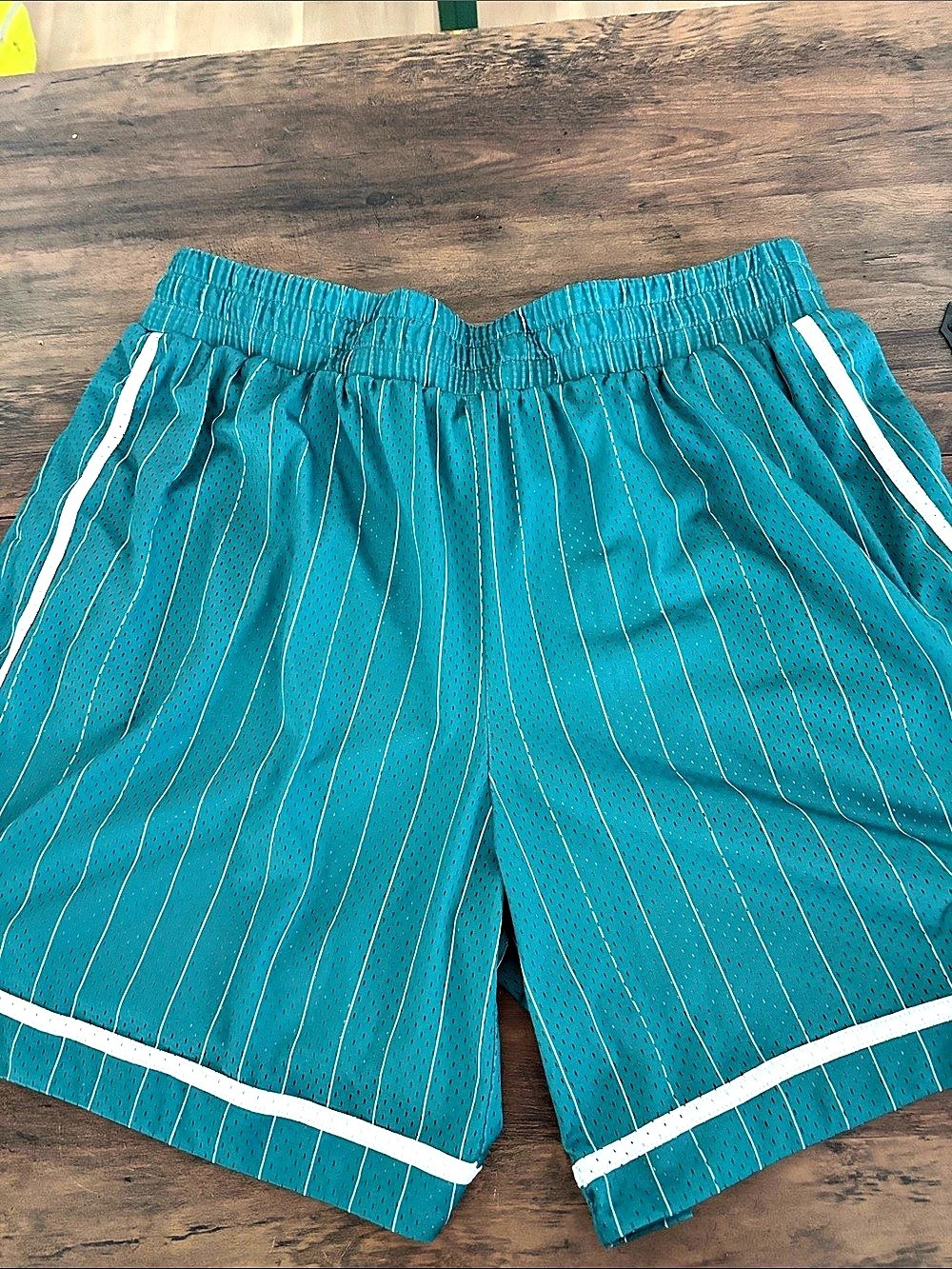 BDG Striped basketball shorts in Green & White Size XL